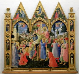 Santa Trinita Altarbild, Rahmen und Giebel von Lorenzo Monaco (Piero di Giovanni) (um 1370-1425) fertiggestellt um 1434